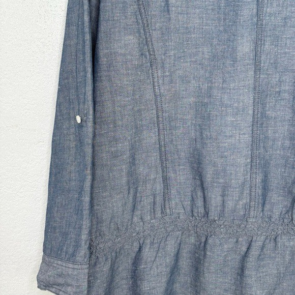 Chico's Chambray Linen Blend Shirt Tunic Size 16 Utility Style Coastal - Picture 9 of 13